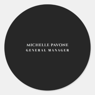 Sticker Rond Noir et gris élégant simple uni professionnel