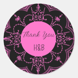 Sticker Rond Noir et Rose
