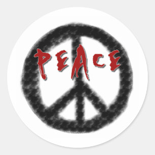 Sticker Rond Noir et rouge de paix