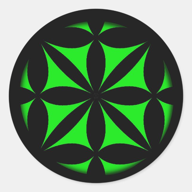 Sticker Rond Noir et Vert Moderne / Rétro Imprimer (Devant)