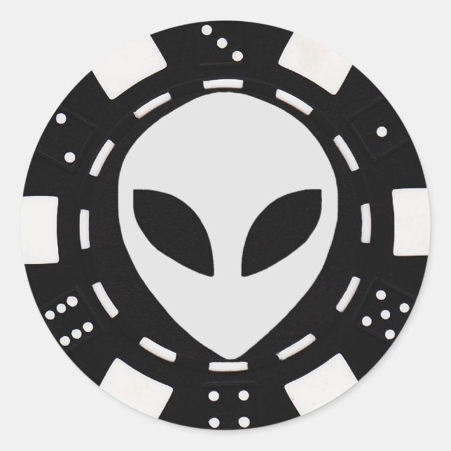 Sticker Rond noir étranger de jeton de poker de visage (Devant)