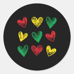 Sticker Rond Noir Histoire Coeurs Africain Américain Filles Enf