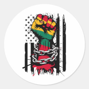 Sticker Rond Noir Histoire Mois Poing Drapeau Américain Drapeau