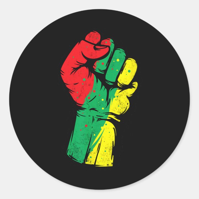 Sticker Rond Noir Histoire Mois Premier Black Power Femmes Homm (Devant)