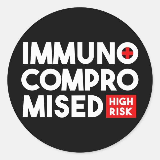 Sticker Rond Noir Immunocompromis Risque élevé (Devant)