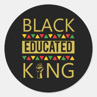 Sticker Rond Noir instruit Roi Noir Africain-Américain