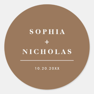 Sticker Rond Noir moderne Taupe minimal Élégant mariage
