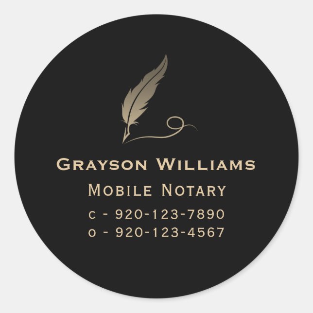 Sticker Rond Noir Noir Noir Quill Mobile (Devant)