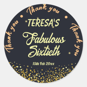 Sticker Rond Noir, or et noir fabuleux 60e anniversaire
