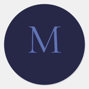 Sticker Rond Noir Rocher Bleu profond Classique Unique Monogram