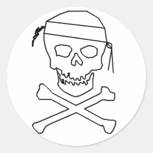Sticker Rond Noir rond de jolly roger sur l'autocollant