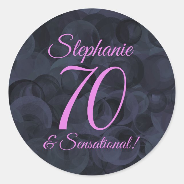 Sticker Rond Noir rose 70 et la préférence pour l'anniversaire  (Devant)