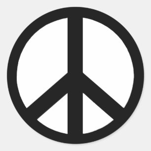 Sticker Rond Noir sur le signe de paix blanc