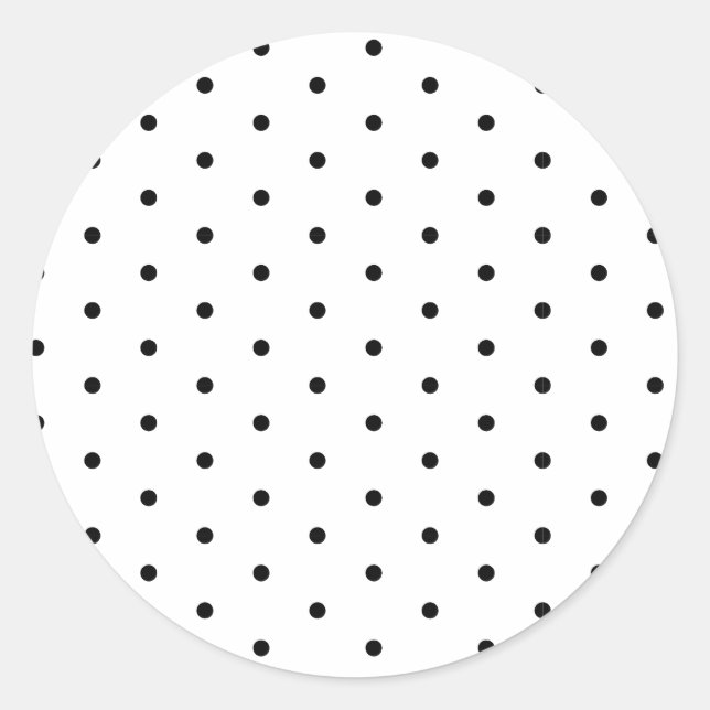 Sticker Rond Noir sur Pois blancs (Devant)