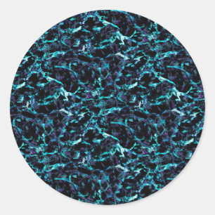 Sticker Rond Noir violet & Choc électrique Aqua bleu