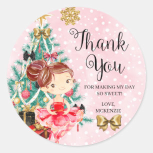 Sticker Rond Noisette de fleur de prune de Noël