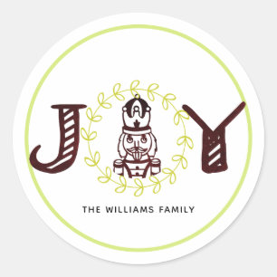 Sticker Rond Noisette de Noël Joie personnalisée
