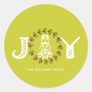 Sticker Rond Noisette de Noël Joie personnalisée