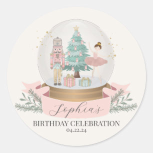 Sticker Rond noisette rose noël fête d'anniversaire faveur tag