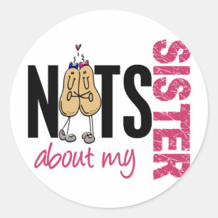Sticker Rond Noix À Propos De Ma Soeur 1 Rose