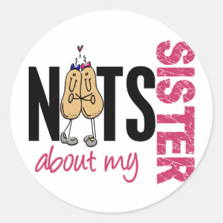 Sticker Rond Noix À Propos De Ma Soeur 1 Rose