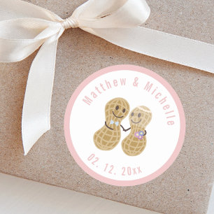 Sticker Rond Noix Les uns sur les autres mignonne couple mariag