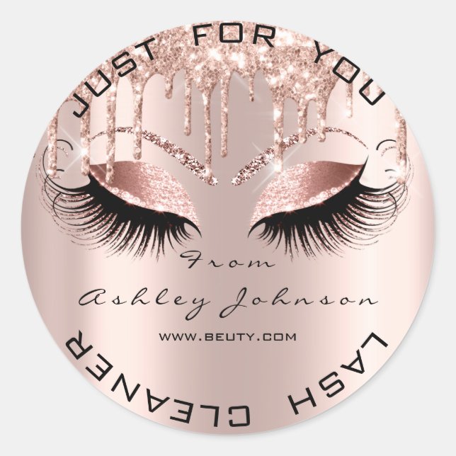 Sticker Rond Nom Beauté Eyes Drivers Rose Gold Lashes Cleaner (Devant)