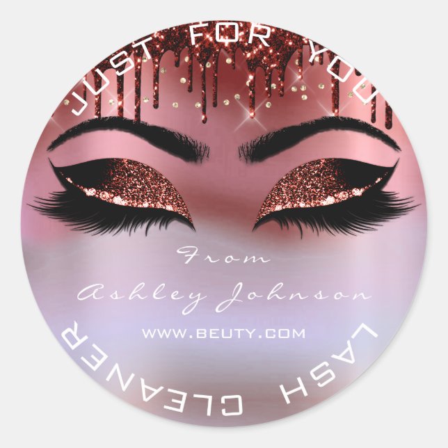 Sticker Rond Nom Beauté Lashes Bourgogne Ombre Lashes Yeux (Devant)