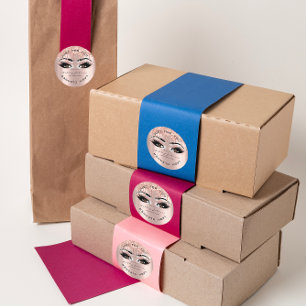 Sticker Rond Nom Beauté Lashes Déchets Pink Gold Lashes Clean