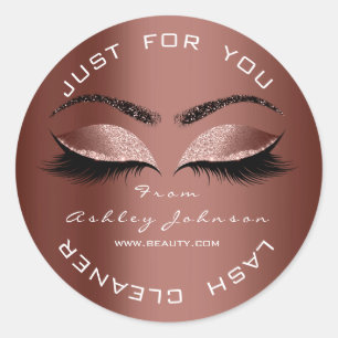 Sticker Rond Nom Beauté Lashes Yeux Rose Brown Nettoyeur en cui