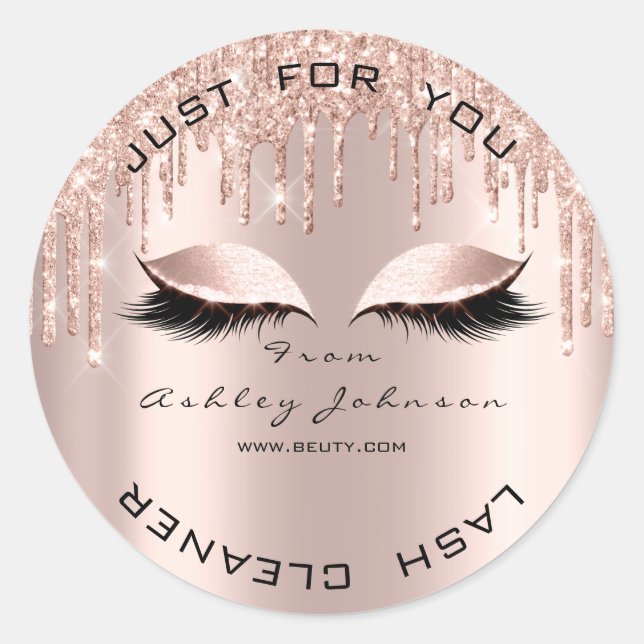 Sticker Rond Nom Beauté Lshes Drivers Rose Lashes Nettoyant (Devant)