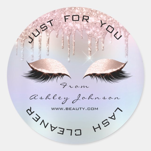 Sticker Rond Nom Beauté Lshes Drives Holograph Lashes Cleaner (Devant)
