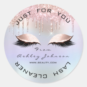Sticker Rond Nom Beauté Lshes Drives Holograph Lashes Cleaner
