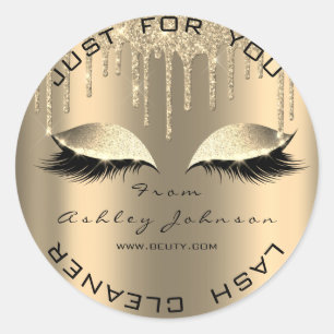 Sticker Rond Nom Beauté Salon Drives Sepia Gold Lashes Cleaner