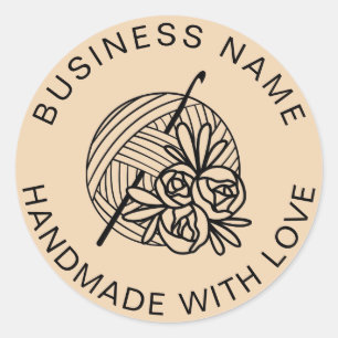 Sticker Rond Nom commercial personnalisé Crochet fait main
