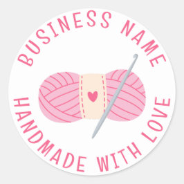 Sticker Rond Nom commercial personnalisé Crochet fait main