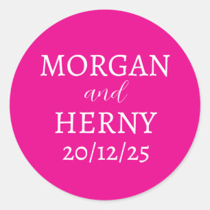 Sticker Rond Nom customisé Simple Moderne Élégant Mariage
