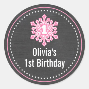 Sticker Rond Nom d'anniversaire d'Onederland d'hiver lunatique