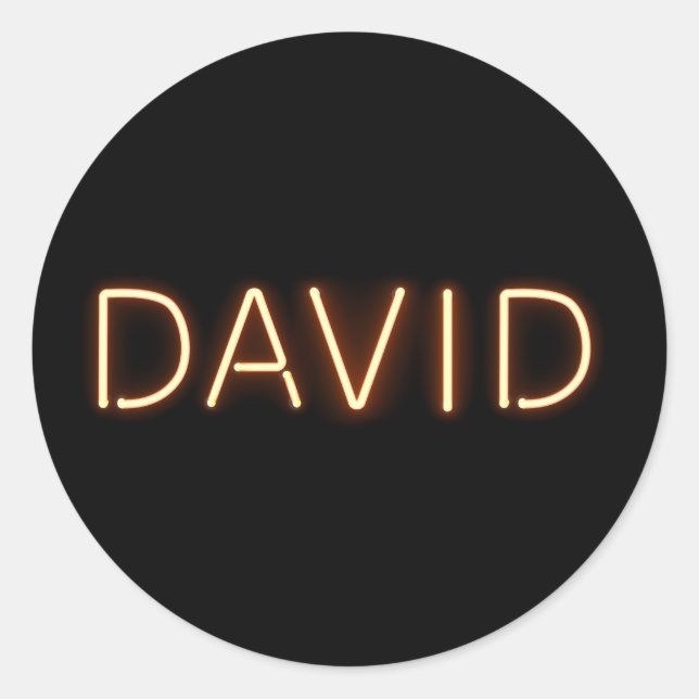 Sticker Rond Nom David dans Lumières de néon brillant (Devant)