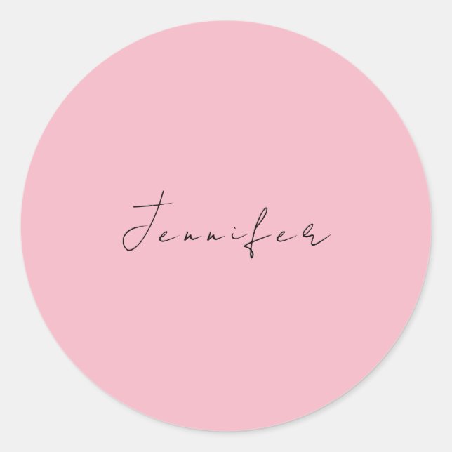 Sticker Rond Nom de calligraphie professionnel rose clair fémin (Devant)