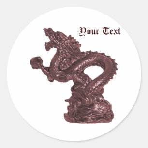 Sticker Rond Nom de dragon chinois personnalisé Design de fanta