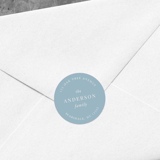 Sticker Rond Nom de famille de couleur modifiable Adresse de re (Créateur téléchargé)