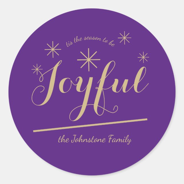 Sticker Rond Nom de famille festif joyeux moderne chic de vacan (Devant)