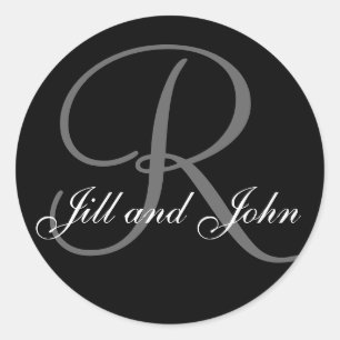 Sticker Rond Nom de famille R initial plus l'autocollant noir