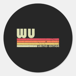 Sticker Rond Nom de famille Wu Funny Retro Vintage Anniversaire