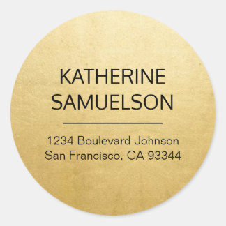 Sticker Rond Nom de FEUILLE D'OR de Faux et adresse de retour
