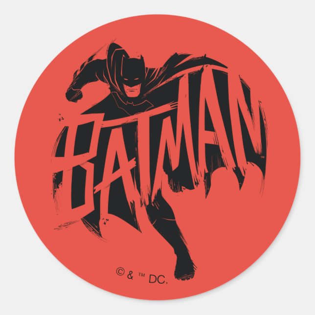 Sticker Rond Nom de la brosse d'encre Batman (Devant)