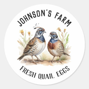 Sticker Rond Nom de la ferme   Couronne   Œufs de caille   Vint