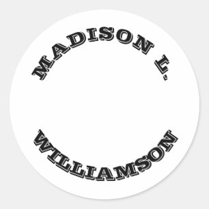 Sticker Rond Nom de la Personnaliser dernières lettres courbes