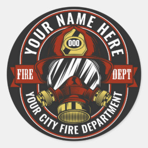 Sticker Rond NOM DE LA Personnaliser Secourt d'incendie du masq